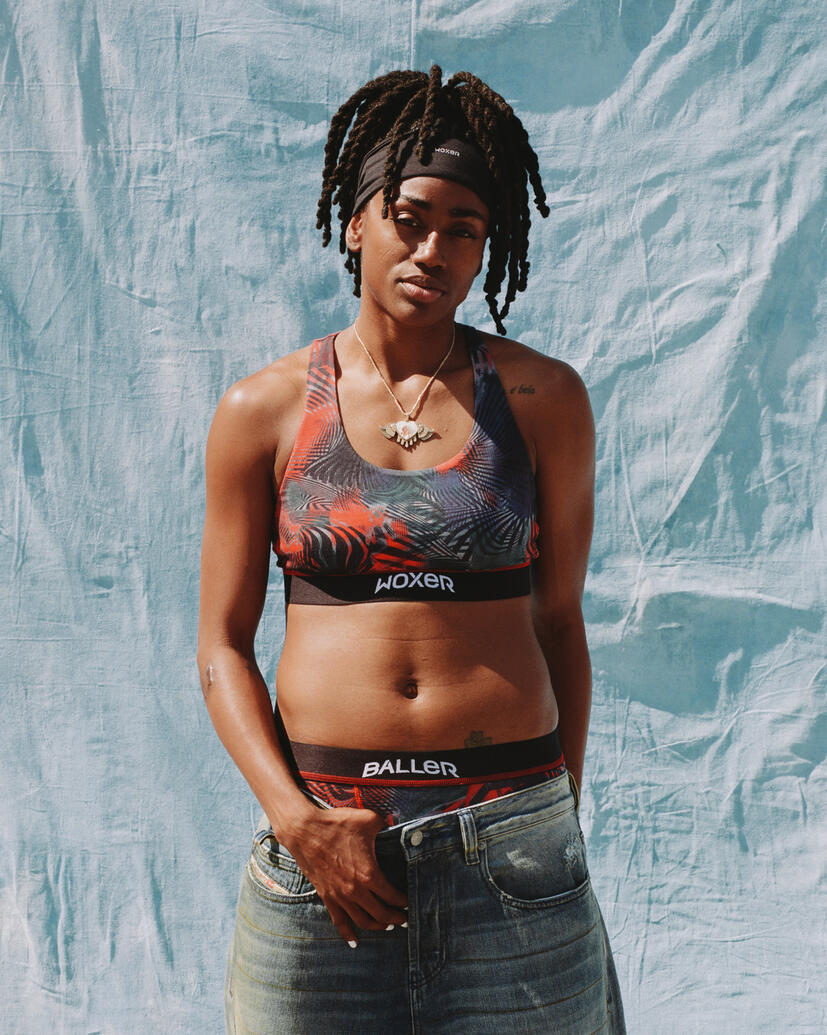 'Pivot' print design for Woxer's 'I am a Baller' campaign. Worn by WNBA player, Tiffany Hayes.
